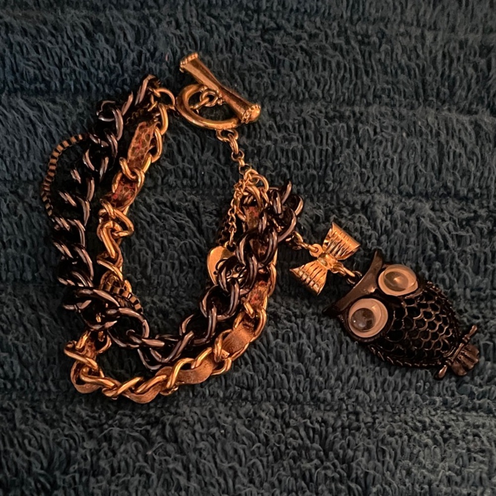 Black and Gold Owl Bracelet